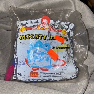 1997McDonald's Happy Meal Toy Mighty Dino Stegosaurus Plush - Blue with Red